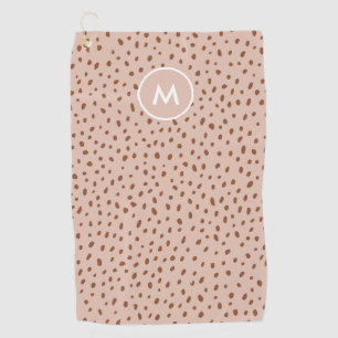 Trendy Beige Monogram with Terracotta Boho Brown Golf Towel