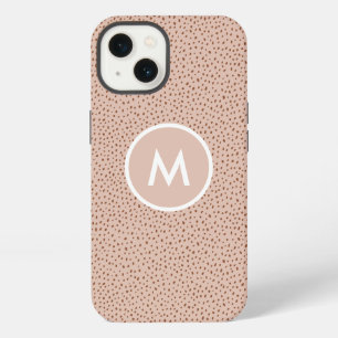 Trendy Beige Monogram with Terracotta Boho Brown iPhone 13 Case