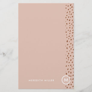 Trendy Beige Monogram with Terracotta Boho Brown Stationery