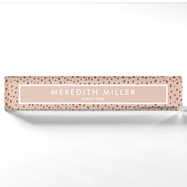 Trendy Beige Name with Terracotta Boho Brown  Nameplate (Front)