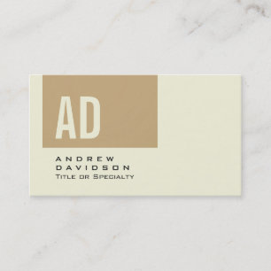 Trendy Beige Stripe Monogram Stylish Business Card