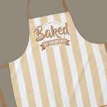 Trendy Beige Stripes Girly Bakery Chef Caterer Apron<br><div class="desc">Modern caterer personalized apron design with pastel beige stripes background, trendy handwritten fonts and a simple layout. This neutral aesthetic baker apron feature soft cream aesthetic or you can edit the colors to any colors you like - great for pastry chefs, bakers and caterers. Add your brand name or logo...</div>