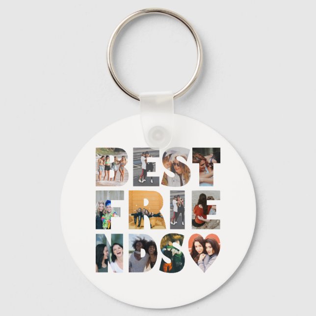 Trendy Best Friend 12 Photo Collage BFF Besties Key Ring (Front)
