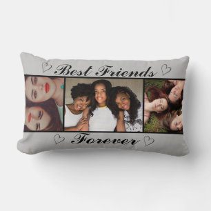 Trendy Best Friends Forever 3 Photos Collage Lumbar Cushion