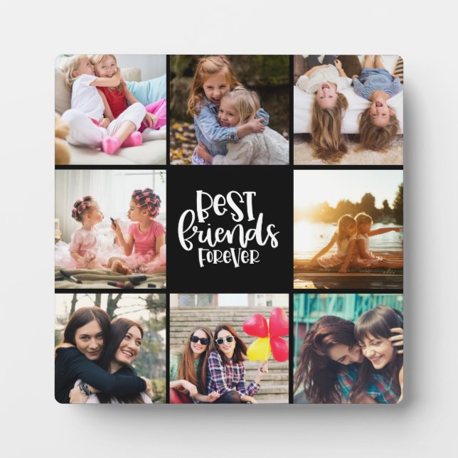 Trendy Best Friends Forever Photo Collage Plaque (Front)