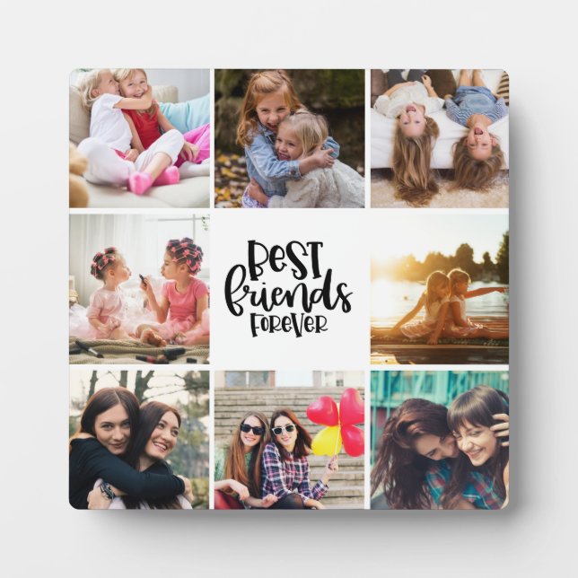 Trendy Best Friends Forever Photo Collage Plaque (Front)