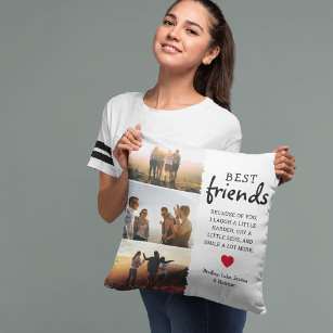 Trendy Best Friends Photo Collage & Quote Cushion