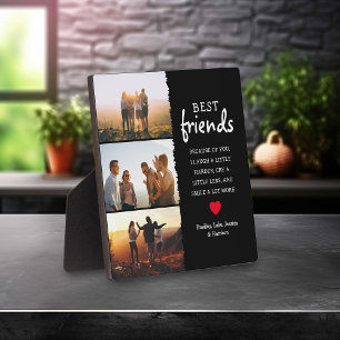 Trendy Best Friends Photo Collage & Quote Plaque