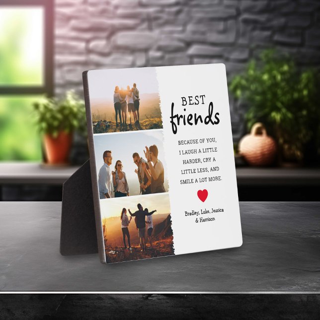 Trendy Best Friends Photo Collage & Quote Plaque (Creator Uploaded)