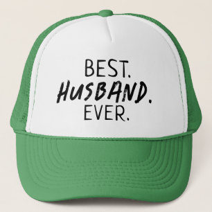 TRENDY BEST HUSBAND EVER BLACK TYPOGRAPHY   TRUCKER HAT