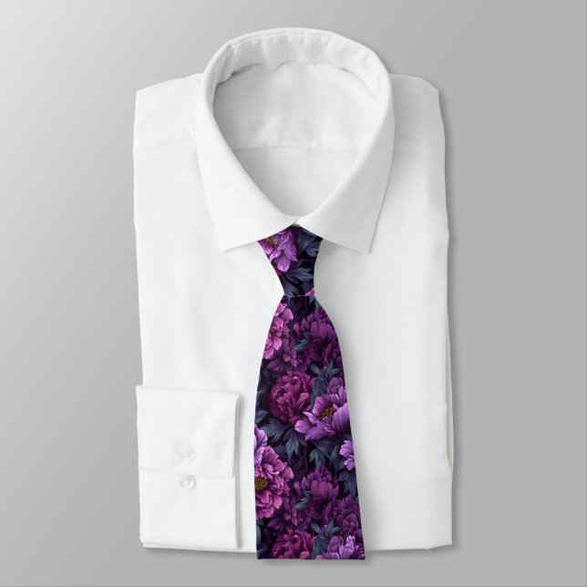 Trendy Best Man Peonies Tie (Tied)