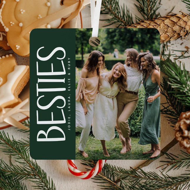 Trendy BESTIES Photo & Quote Keepsake Gift Metal Tree Decoration (Creator Uploaded)