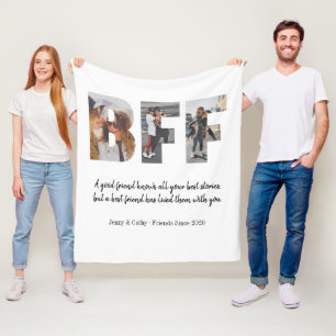 Trendy BFF Photo Collage Best Friend Besties Quote Fleece Blanket