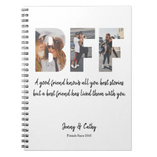 Trendy BFF Photo Collage Best Friend Forever Quote Notebook