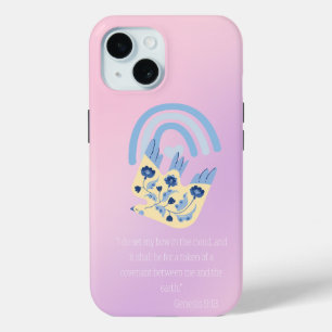 Trendy Bible Folk Art Dove Colourful Boho Rainbow iPhone 15 Case
