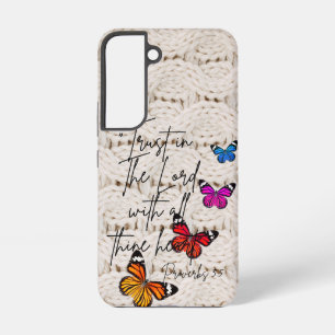 Trendy Bible White Knìtted Rainbow Butterflies Samsung Galaxy Case