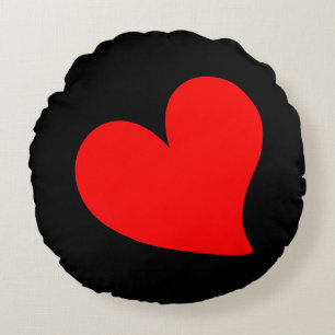 TRENDY BIG RED HEART  ROMANTIC VALENTINE  ROUND CUSHION