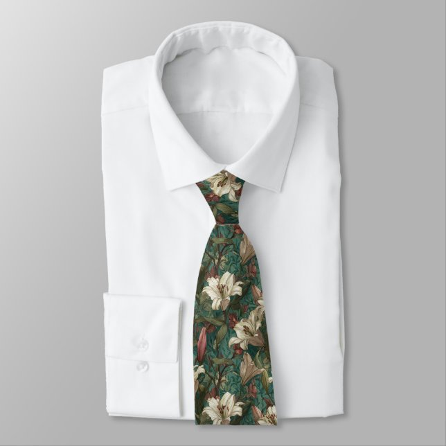 Trendy Birthday Gifts For Dad Lilies Floral Tie (Tied)