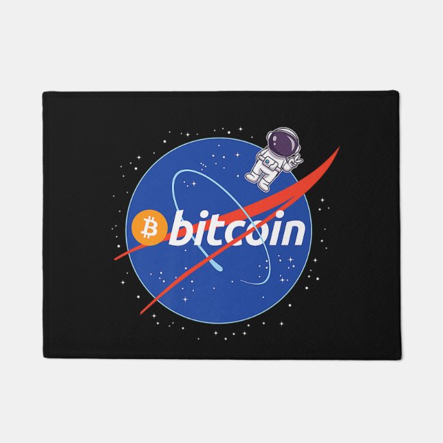 Trendy Bitcoin Astronaut Space Crypto Doormat (Front)