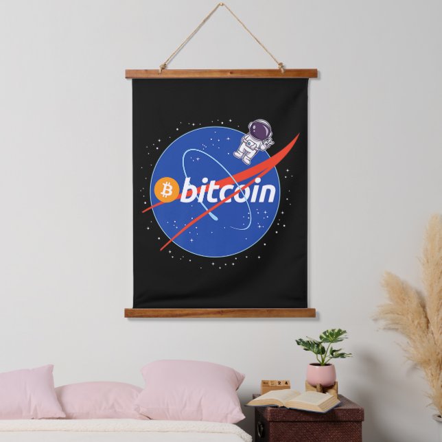 Trendy Bitcoin Astronaut Space Crypto Hanging Tapestry (Bedroom)