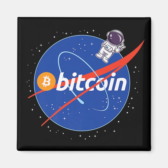 Trendy Bitcoin Astronaut Space Crypto Magnet (Front)