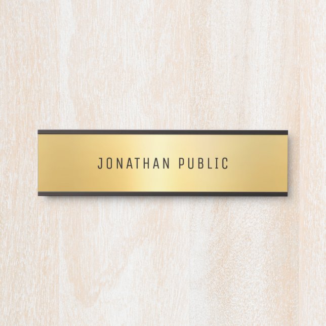 Trendy Black And Gold Glamour Modern Template Door Sign (Front)