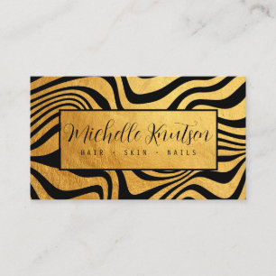 Trendy Black And Gold Makeup Artist Hair Salon Business Card