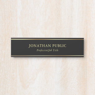 Trendy Black And Gold Modern Elegant Template Door Sign