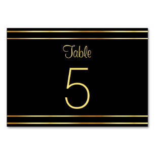 Trendy Black And Gold Modern Glamourous Template Table Number