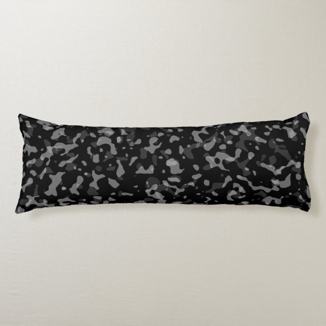 Trendy Black and Grey Camouflage Pattern Body Cushion (Front)