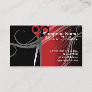 Trendy Black and red hair salon Business Card