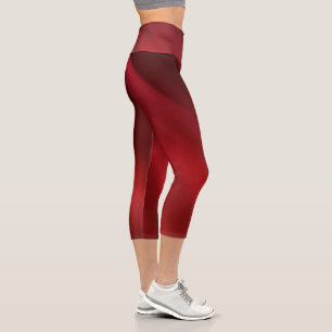 Trendy Black and Red Shaded Capri Leggings