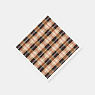 Trendy black and tan tartan plaid napkin