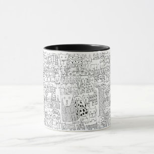 Trendy Black and White Dogs And Puppies Patterned Mug