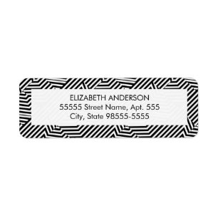 Trendy Black and White Geometric Stripes With Name