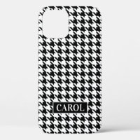 Trendy black and white houndstooth check pattern