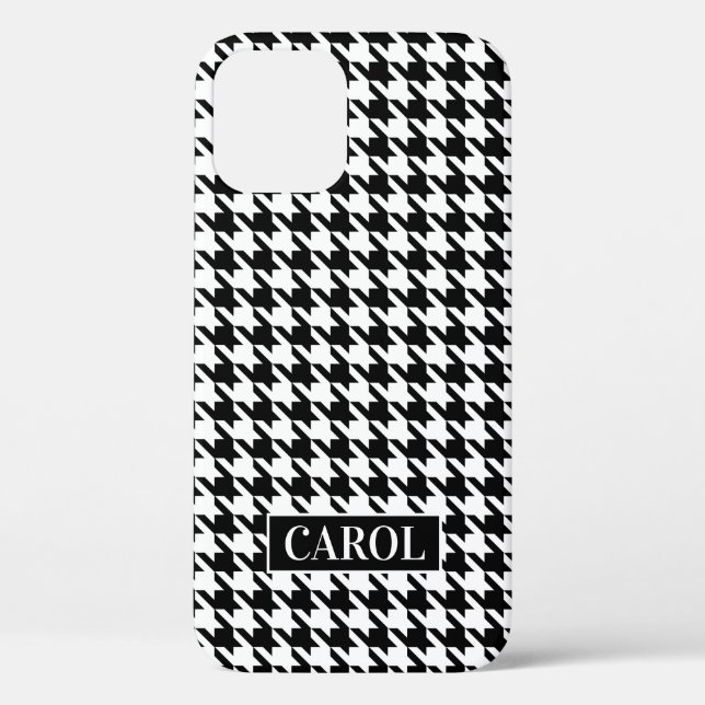 Trendy black and white houndstooth check pattern Case-Mate iPhone case (Back)