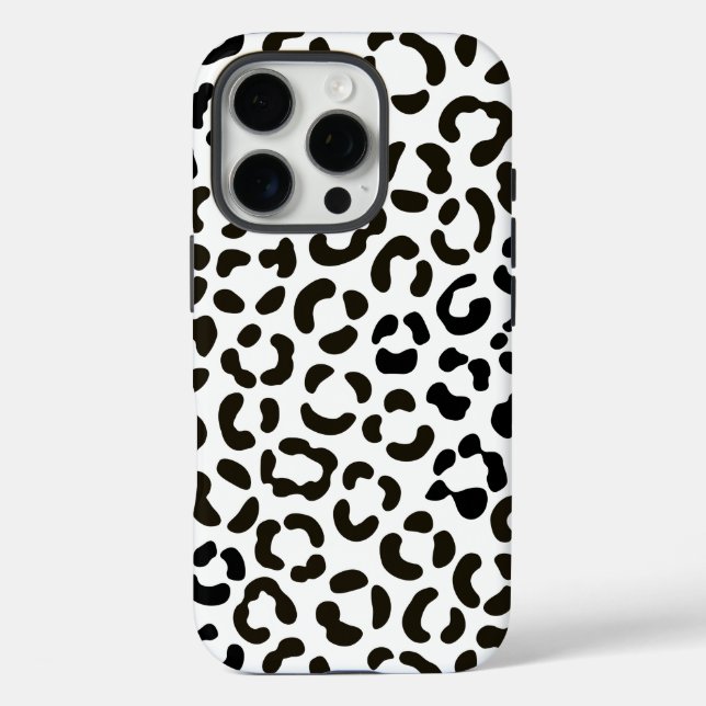Trendy Black and White Leopard Print Pattern Case-Mate iPhone Case (Back)