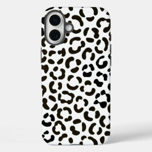 Trendy Black and White Leopard Print Pattern iPhone 16 Plus Case