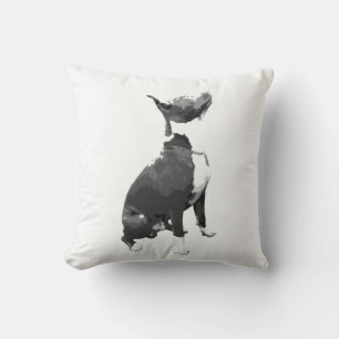 Trendy black and white Pit Bull dog Cushion