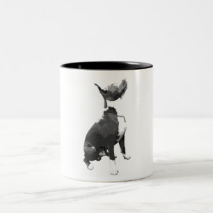 Trendy black and white Pit Bull dog Two-Tone Coffee Mug