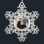 Trendy Black and White Plaid Merry Christmas Ornament<br><div class="desc">Rustic Merry Christmas Photo Holiday Snowflake Ornament - Trendy Black & White Buffalo Plaid Background.</div>