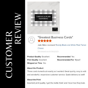Trendy Black and White Plaid Tartan Classic Business Card