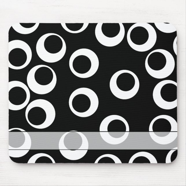 Trendy black and white retro design. Custom Mouse Pad (Front)