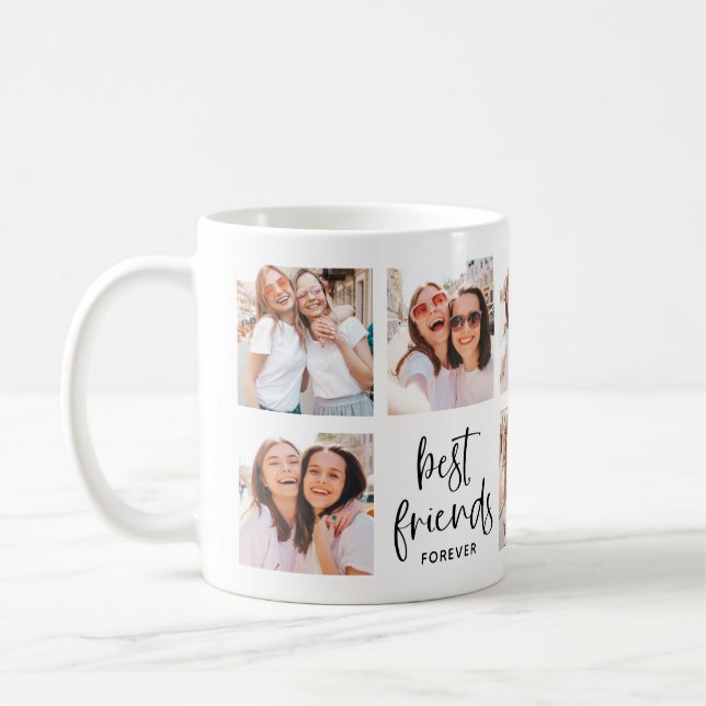 Trendy Black and White Script | Best Friends Photo Coffee Mug (Left)