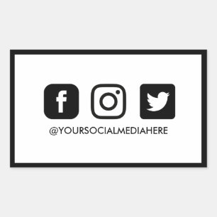 Trendy Black and White Social Media Rectangular Sticker