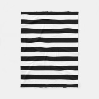 Trendy Black and White Wide Horizontal Stripes Fleece Blanket