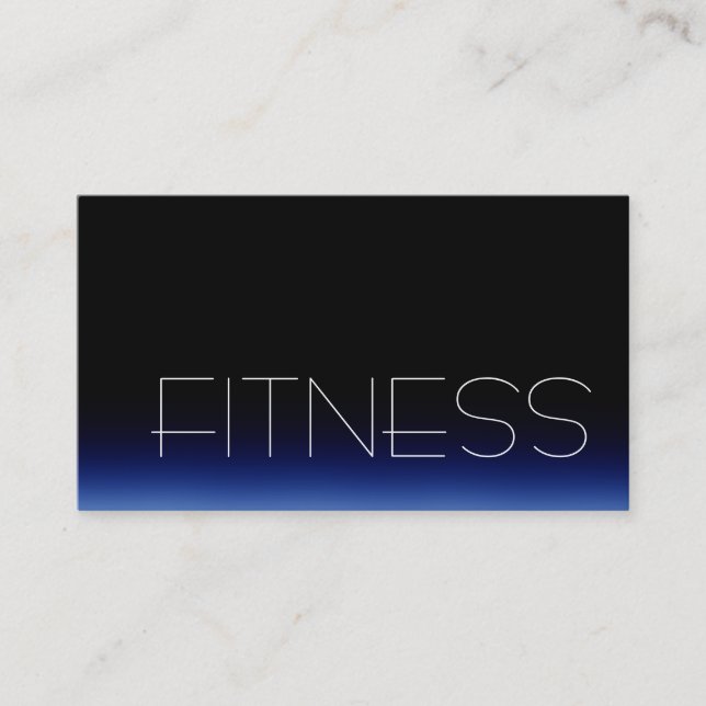 Trendy Black Blue Fitness Sport Business Card (Front)