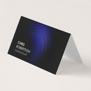 Trendy Black Blue Modern Minimalist Futuristic Business Card