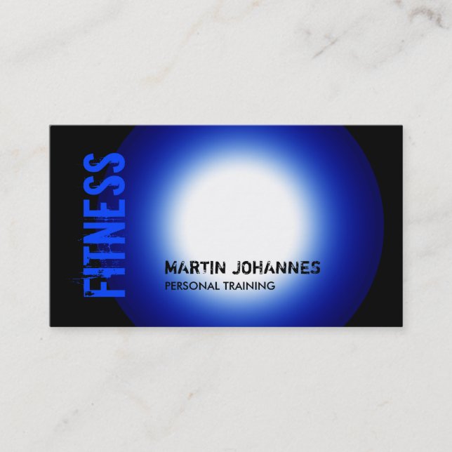 Trendy Black Blue White Light Business Card (Front)